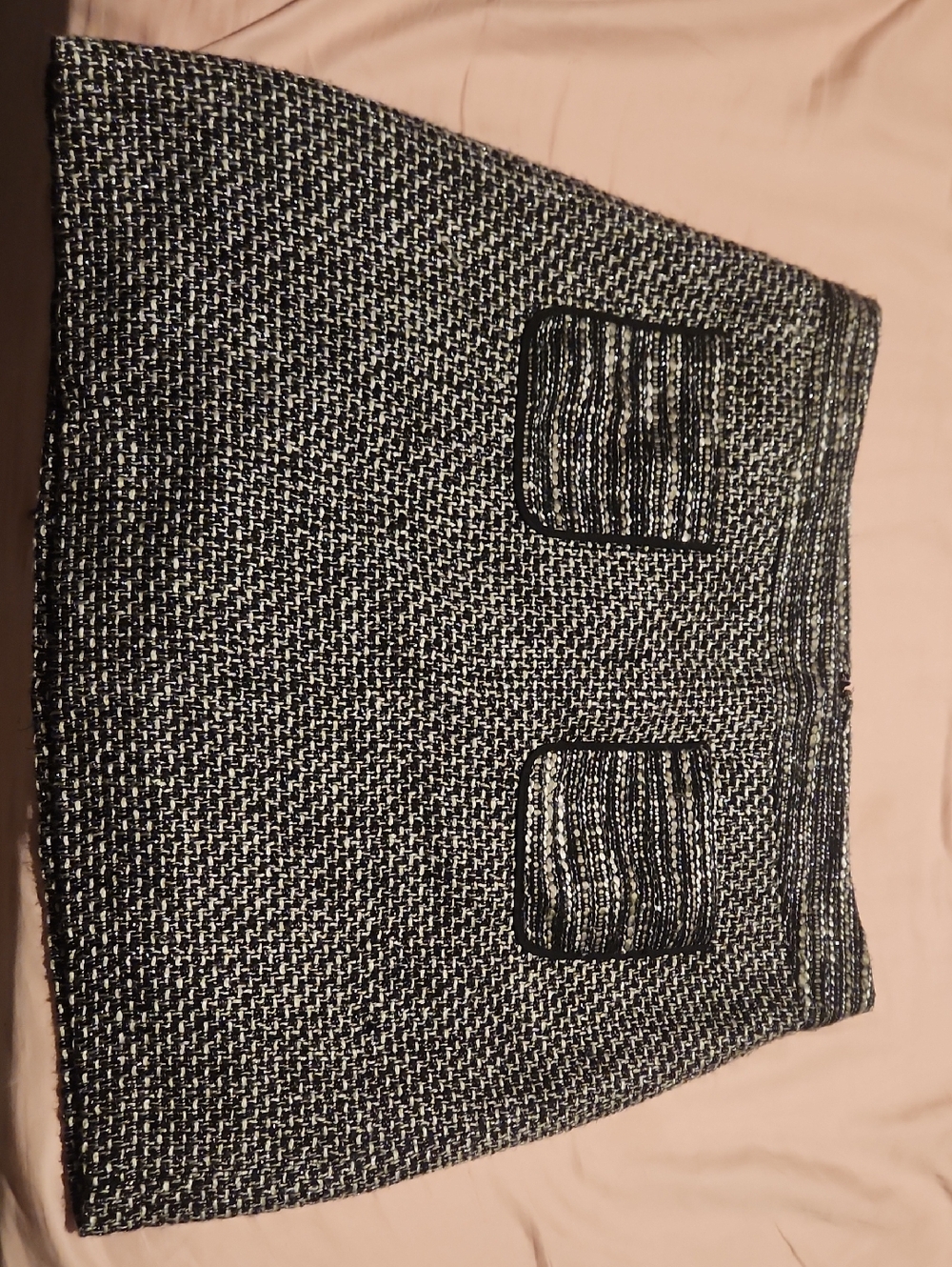 LOFT Black and White Tweed Mini Skirt